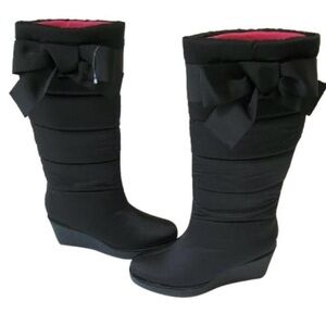 🌟🌟 Kate Spade Cagney Snow/Rain/Winter Boot w/Wedge, black & hot pink lining